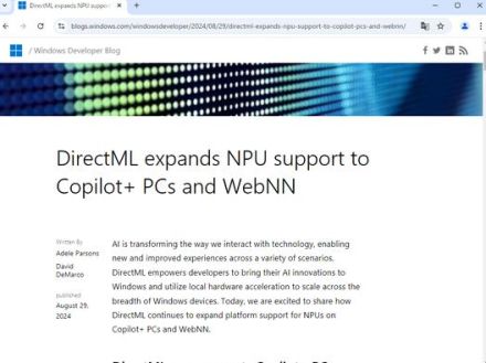 「DirectML」がSnapdragon X Elite/Copilot+ PC対応 ～ハードウェア支援AI処理が身近に