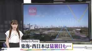 【天気】広い範囲で晴れ　にわか雨は山沿いが中心　東海と西日本は猛暑日の所も