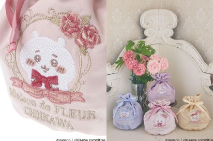 ＜ちいかわ＞Maison de FLEURとコラボ　ちいかわたちがリボンやバラでドレスアップ！　刺しゅうアイテム続々