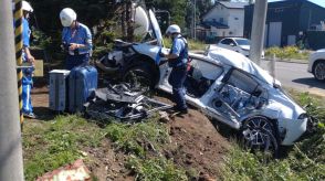 信号機のない交差点で乗用車とタンクローリーが出会い頭に衝突　乗用車が大破し助手席の男性が意識不明　乗用車側に一時停止の標識　北海道倶知安町