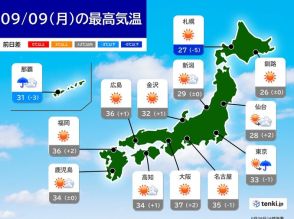 明日9日　関東は帰宅時間帯に雷雨　東海以西は猛暑　沖縄近海で熱帯低気圧発生へ