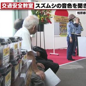 スズムシ200匹と交通安全教室　涼しげな音色を聞きながら落ち着いて交通安全考えて