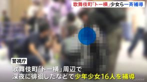 東京・歌舞伎町「トー横」　少年少女16人を一斉補導　1日に2度補導された少女も　メンズコンセプトカフェなどにも立ち入り調査