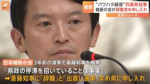 日本維新の会 斎藤知事に“辞職”“選挙やり直し”申し入れ「発言が十分に県民の理解を得られるものになっていない」