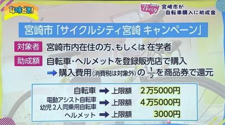 「自転車を買ったら最大50％の商品券が戻ってくる!?」交通渋滞緩和や環境負荷低減のため、宮崎市がユニークな助成制度を展開中