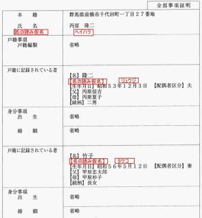 戸籍の氏名に読み仮名、来年5月　施行日を閣議決定、準備本格化