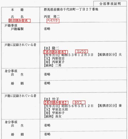 戸籍の氏名に読み仮名、来年5月　施行日を閣議決定、準備本格化