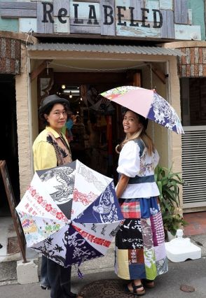 踊町の手ぬぐいをリメイク！　日傘や洋服にして販売＆レンタル　長崎くんちを盛り上げ　