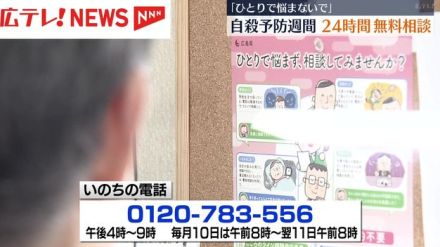 「自殺予防週間」にあわせ、24時間体制で電話相談を受け付け　広島