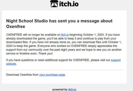 青春ミステリーADV『Oxenfree』ゲームストア「Itch.io」から削除。購入者も再DL不可に─突然の通知もその理由は明かされず