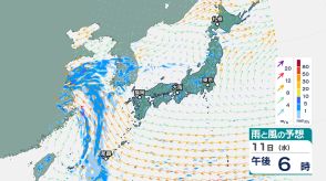 関東甲信は11日夜遅くにかけ「警報級の大雨」となる可能性　関東甲信・東海は「雷を伴った激しい雨」に注意