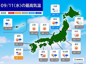 11日　大気の状態不安定　晴れても天気急変　激しい雨や雷雨も