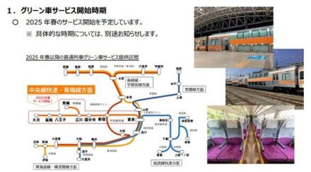 JR東、中央線快速・青梅線にグリーン車を導入 2025年春までは誰でも無料で乗れる