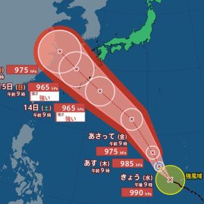 【台風最新情報】台風13号は強い勢力で『14日～15日ごろ』沖縄・奄美付近へ直撃か　今後台風はどんなコースを通るの？【進路の最新予想】