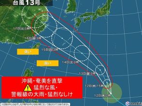 台風13号　発達しながら北上　3連休に沖縄・奄美を直撃　猛烈な風・高波・大雨警戒