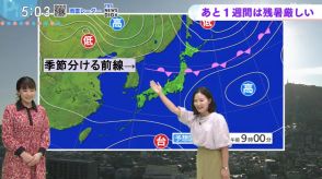 《季節分ける秋雨前線》南下してくるまでは残暑続く見込み　台風13号で蒸し暑く