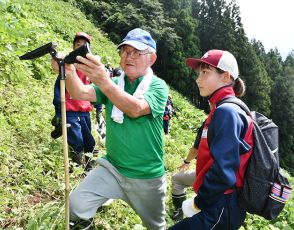 酒田・大沢地区で感謝の「大」文字ライトアップ　豪雨被災からの復興目指し、児童も協力