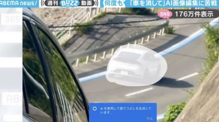 「車を消してほしい…」AI画像編集が何度も“想定外の処理”をする様子に「コントを見ているみたいw」「頑なに消したくないんですね笑」と爆笑の声