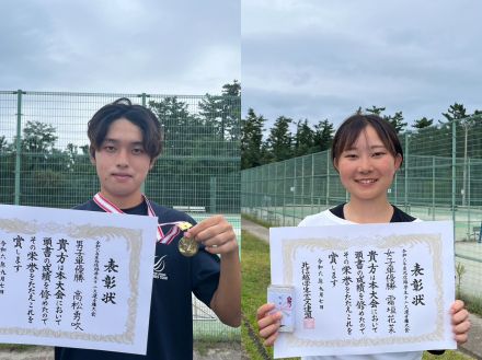 春季大会に続いて高松勇吹（新潟医療福祉大2年）と霜垣花菜（長野大3年）が優勝、高島は単複2冠 [令和6年度北信越学生テニス選手権大会]