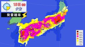 東～北日本　15日(日)にかけて大気非常に不安定　大雨による土砂災害や浸水害など要警戒