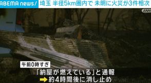 埼玉県内の半径5km圏内で 未明に火災が3件相次ぐ