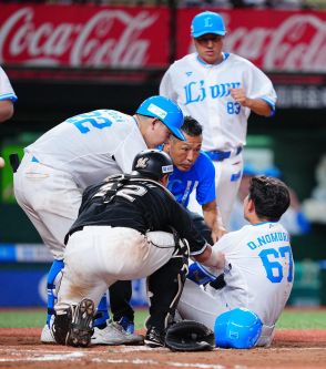 【西武】野村大樹がロッテ佐々木朗希から頭部に死球を受け倒れ込む　代走送られ途中交代