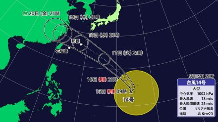 大型の台風14号が発生