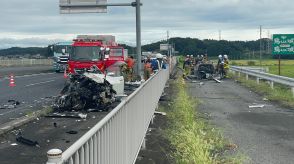 乗用車が国道で道路脇の支柱に衝突し炎上　運転の男性が死亡　栃木・さくら市