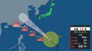 台風14号　あすからあさってに沖縄・奄美地方へ…風、雨、波はどのくらいに?　気象庁発表