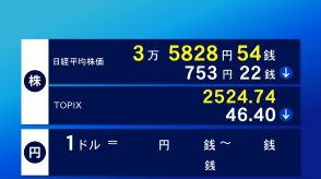 17日東京株式市場前場　753円22銭安の3万5828円54銭で終了