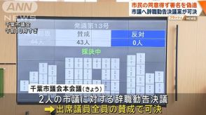 2議員が請願書を偽造 千葉市議会　辞職勧告決議案を可決