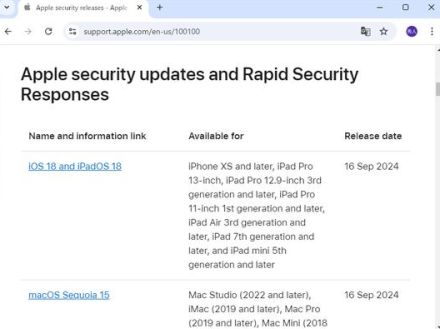 Apple、セキュリティ更新を実施 ～iOS、macOS、watchOS、tvOS、visionOSなどが対象