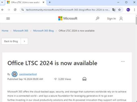 Microsoft、「Office LTSC 2024」をリリース ～一般ユーザー向けの販売は10月から