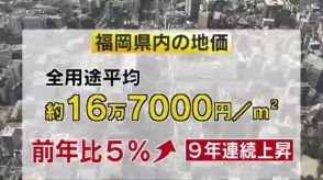 福岡で続く地価上昇…住宅地トップは「ドーム球場近く」マンション用地で人気　歓楽街・中洲は20%超の上昇率に