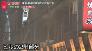 東京・新橋の繁華街で火事　店舗から灰色の煙　飲食店でにぎわう街が一時騒然