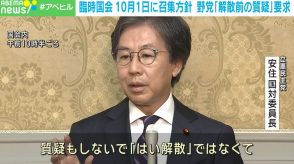 新しい総理大臣を選ぶ臨時国会 10月1日に召集 野党「解散前の質疑」要求