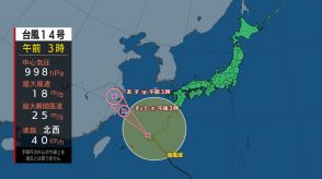 台風14号プラサン沖縄本島を通過　20日には熱帯的気圧へ　現在地と予想進路（19日午前5時）