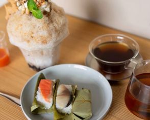 奈良・柿の葉茶専門店「SOUSUKE」に新メニュー　すしと茶、かき氷をセット