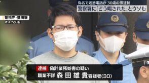 偽名で迷惑電話か、30歳の男を逮捕　警察署に「どう喝された」とウソも