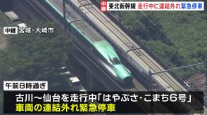 走行中の東北新幹線で車両の連結部分が外れ緊急停車　乗客320人が身動きとれず　東京－新青森間で運転見合わせ