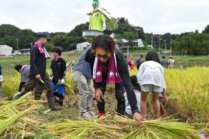 宇宙の神秘的な雰囲気イメージ　１２月にも地酒誕生　福島市飯野　有志ら稲刈り