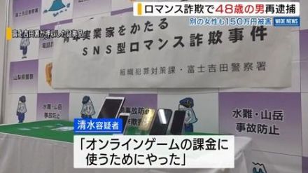 「ゲーム課金のため」 “ロマンス詐欺”で男を再逮捕 別の女性から150万円詐取か 山梨