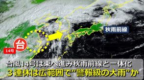 【大雨情報】台風14号は東に向きを変えて日本列島へ　南下する秋雨前線と一体化　3連休は全国の広範囲で“警報級の大雨”おそれ　異例な猛烈残暑は落ち着く【3連休の雨・風シミュレーション】　