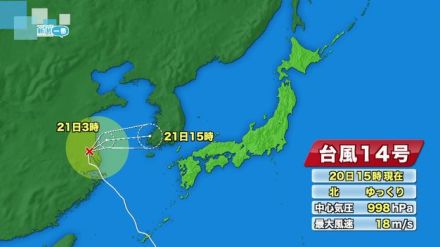 【台風１４号】中国大陸からＵターン？　２２日は温帯低気圧に変わり北陸地方へ接近か　新潟県は大雨の見込み　警報級おそれも　《新潟》