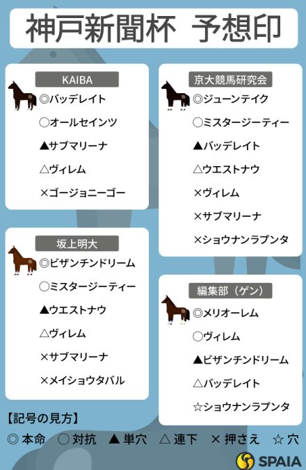 【神戸新聞杯予想印まとめ】クラシック実績馬不在の大混戦　ジューンテイク、ビザンチンドリームなどに重い印