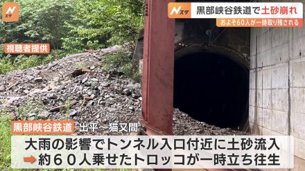 トンネルの入口付近に土砂が流入　約60人乗せたトロッコが一時立ち往生　富山・黒部峡谷鉄道